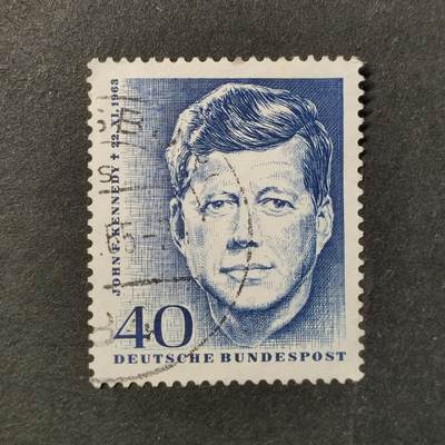 ↓君缘收藏645期☞钱币邮品↓无佣金、可寄存、满30元包邮  - 德国邮票西德，1964年美国总统肯尼迪逝世一周年邮票1全