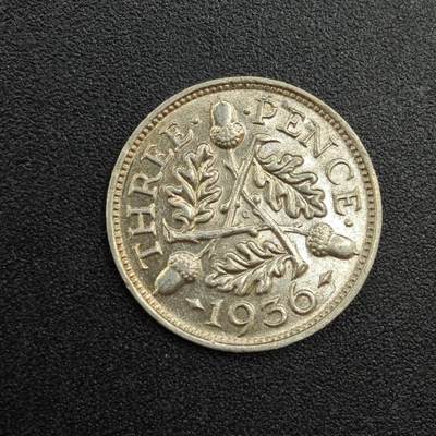 【淘币小摊】实时拍第七百九十拍   散币场   满百包邮可预留二周 每周一统一发货   - 英国1936年乔治五世3便士银币