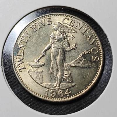 KK钱币收藏小铺  第365场  2月预留时间 周末发货 -  1964菲律宾25分打铁女神 好品
