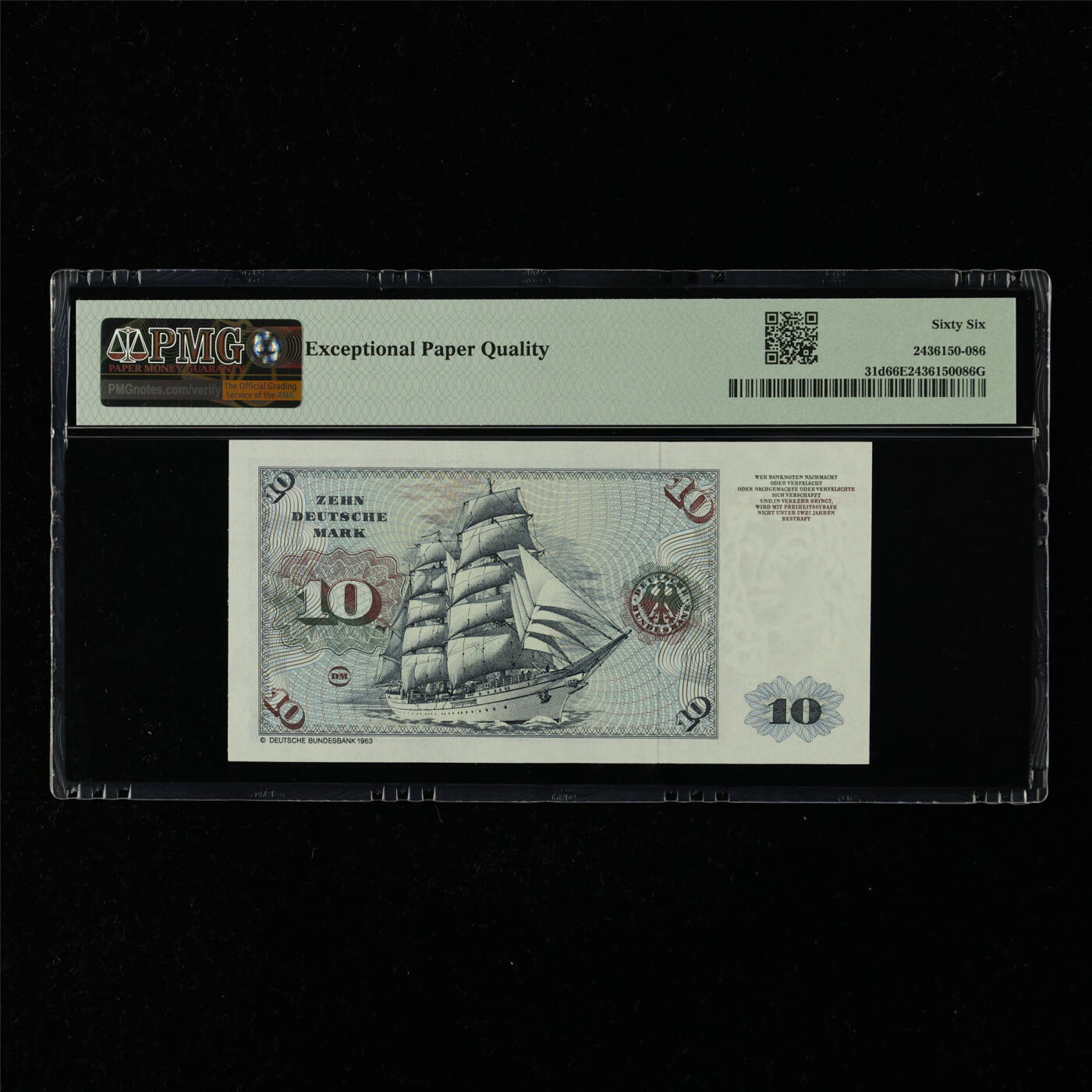 【亘邦集藏】第216期拍卖 1980年 德国10马克 PMG 66EPQ CL0028461B