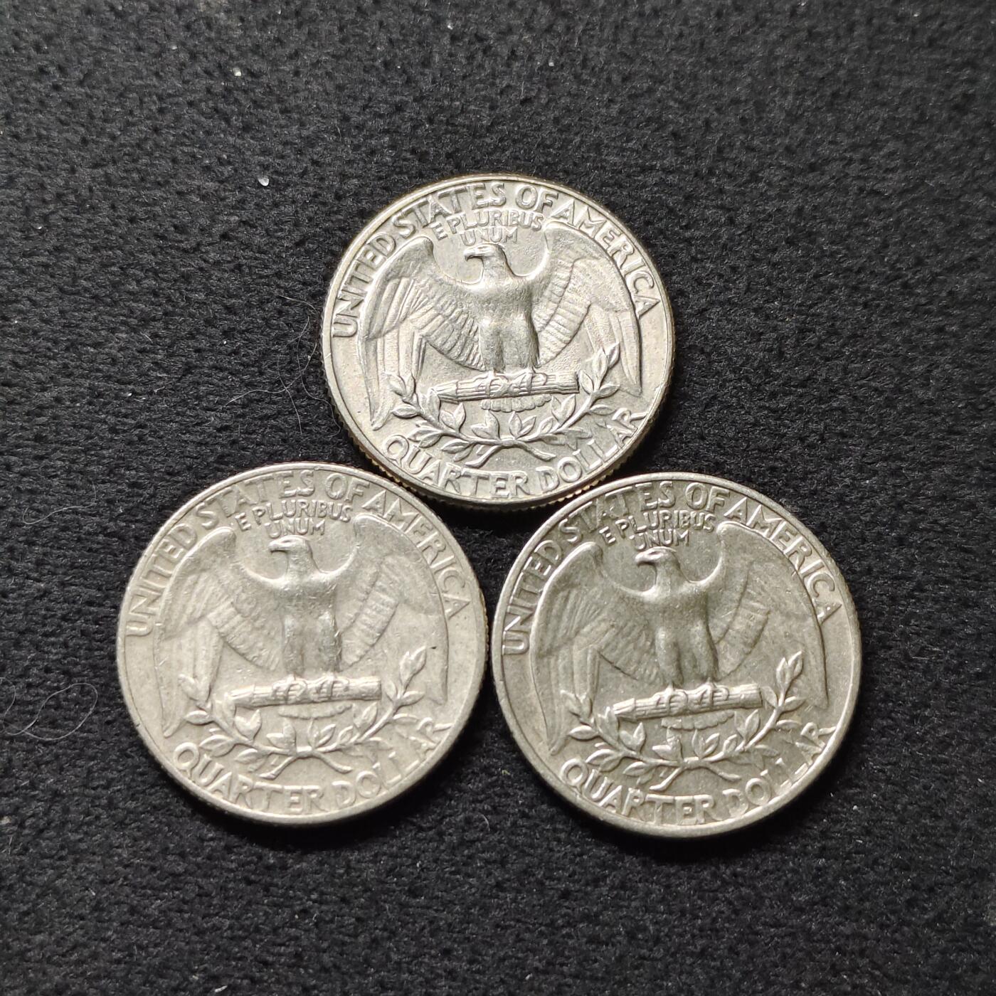 【全场包邮】纯粹捡漏拍474场（免费代拍第11场） 美国1967-1969年华盛顿25分3枚一组