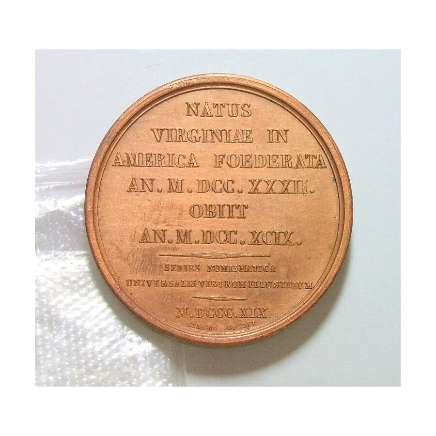 法国1819年 华盛顿总统 稀少青年像高浮雕精制大铜章 40MM