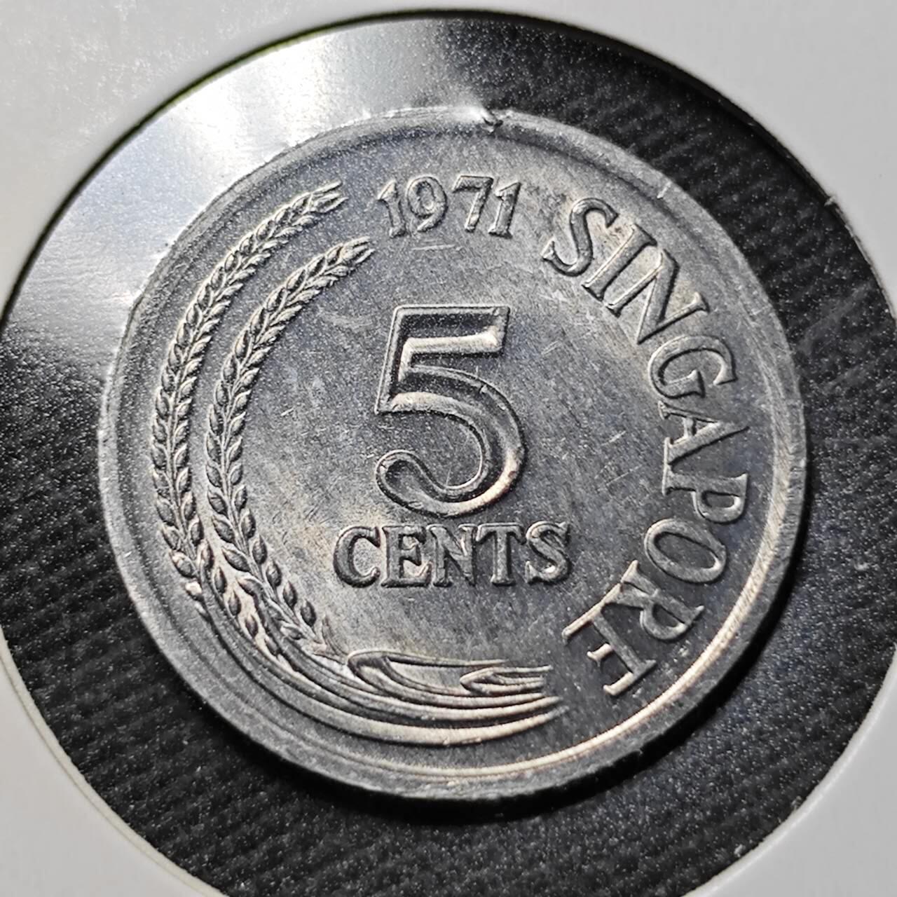 KK钱币收藏小铺  第365场  2月预留时间 周末发货  新加坡5分农粮纪念币