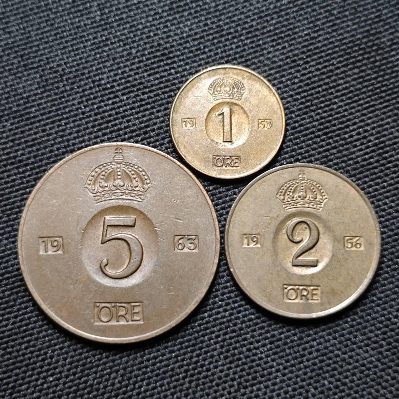 KK钱币收藏小铺  第365场  2月预留时间 周末发货  瑞典大小面值铜币一组