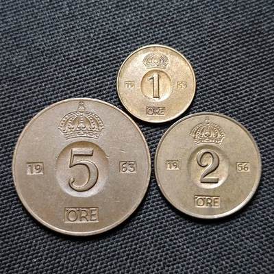 KK钱币收藏小铺  第365场  2月预留时间 周末发货 -  瑞典大小面值铜币一组