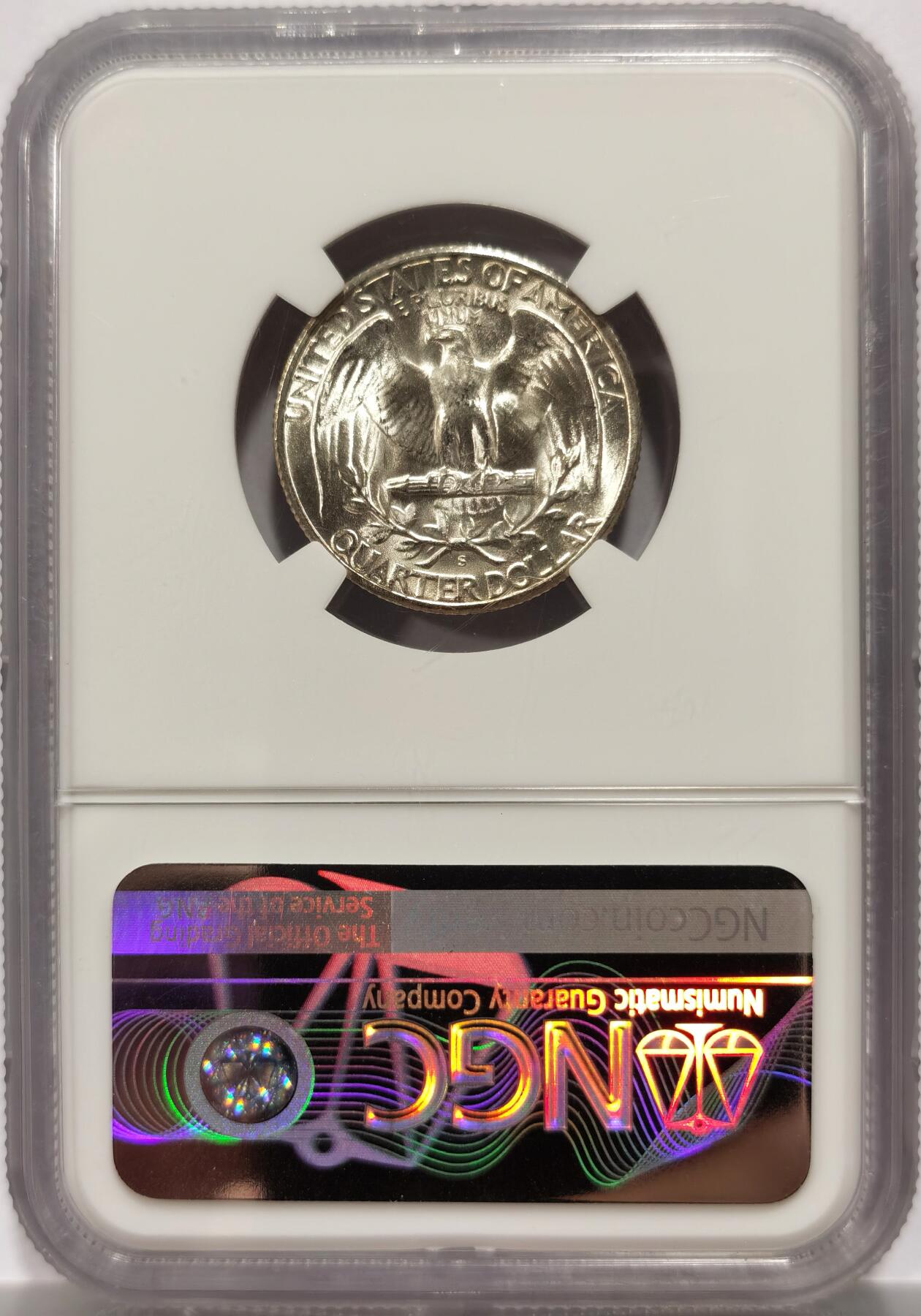 博洋堂“物美丰成”11月精品专场暨第145期（全场包邮） NGC MS66美国1946-D版华盛顿25美分，40年代版本，比后期批量5X6X的难太多了，卷首阴阳币，鹰面仿佛刚铸造出来，早期高分很难得了