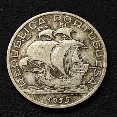 【全场包邮】纯粹捡漏拍474场（免费代拍第11场） - 葡萄牙1955年10埃斯库多帆船银币