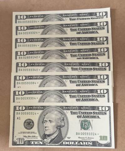【礼羽收藏】🌏世界钱币拍卖第110期 - 99年首发大头10美元补号8张全新unc品相