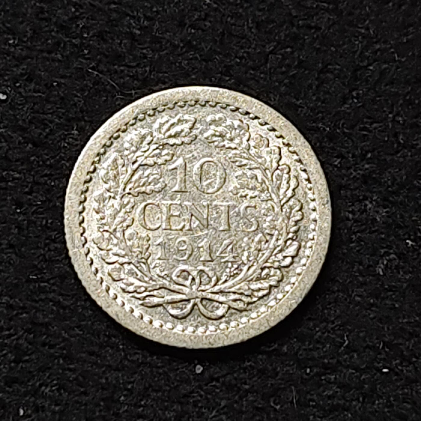 【全场包邮】纯粹捡漏拍474场（免费代拍第11场） 荷兰1914年威廉明娜女王10分银币