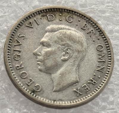  外国优质老铜币银币，周六九点倒数截拍，满百包邮，可寄存半年，喜欢朋友微信扫描二维码可直接参拍 - 英国1938年3便士银币