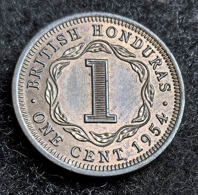 西班牙、丹属西印度、法属殖民地、乌拉圭银币古铜币，周五晚上九点倒数截拍，满百包邮，可寄存半年，喜欢朋友微信扫描二维码可直接参拍 - 稀少品英属洪都拉斯1954年1分，km27