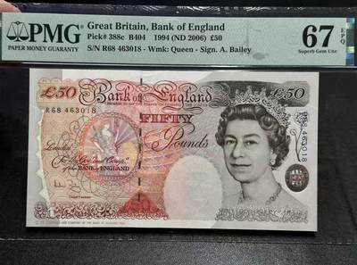 【礼羽收藏】🌏世界钱币拍卖第110期 - 英国E序列 1994年50镑 女王钞 PMG67EPQ