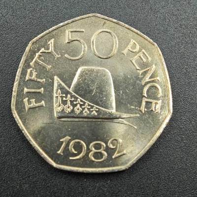 【淘币小摊】实时拍第七百九十拍   散币场   满百包邮可预留二周 每周一统一发货   - 根西岛1982年50便士镍币