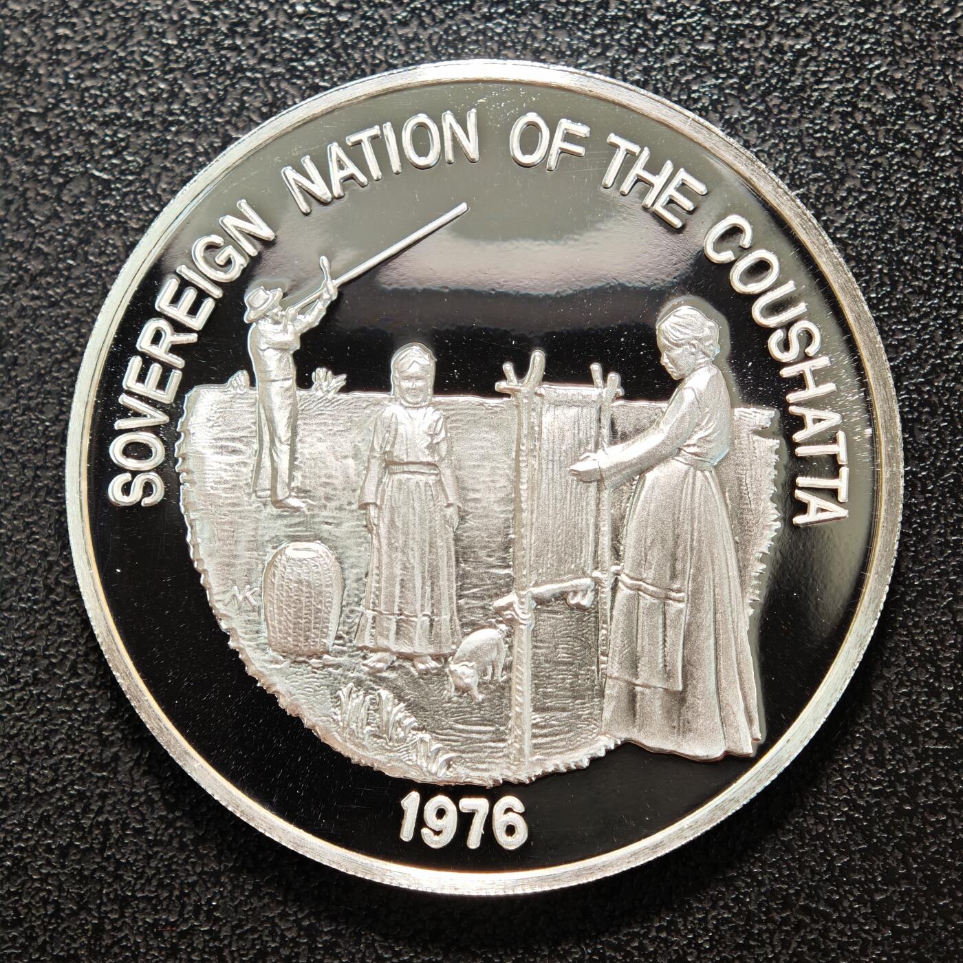 【德藏】世界币章拍卖第152期（拍品征集中~欢迎藏友联系） 1976年 美国考沙塔人精制纪念银章 999银 细节丰富 直径约：38.7mm；重约：24.6g