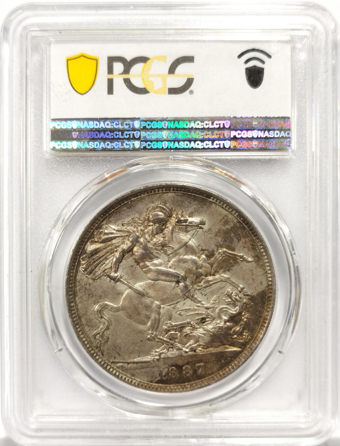博洋堂“物美丰成”11月精品专场暨第145期（全场包邮） PCGS MS63 英国1887年维多利亚女王高冠马剑热门品种，双面锦盒金彩寓意美好，欢迎收藏！
