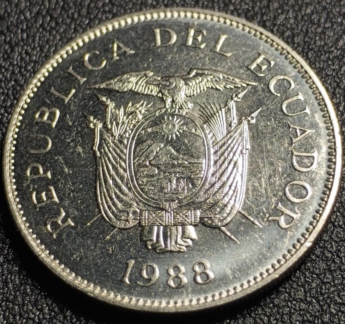 泉币菌-第127场-精品福利场(115场之后的本周末发货，感谢理解) 原光极美品 厄瓜多尔1988年50苏克雷镍包钢硬币 29.0毫米 8.45克