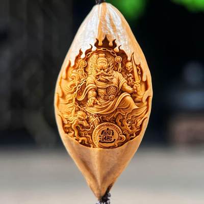 听雨轩（二十）竹雕 核雕专场 - 橄榄核雕 2.0钟馗(招财进宝) 单粒