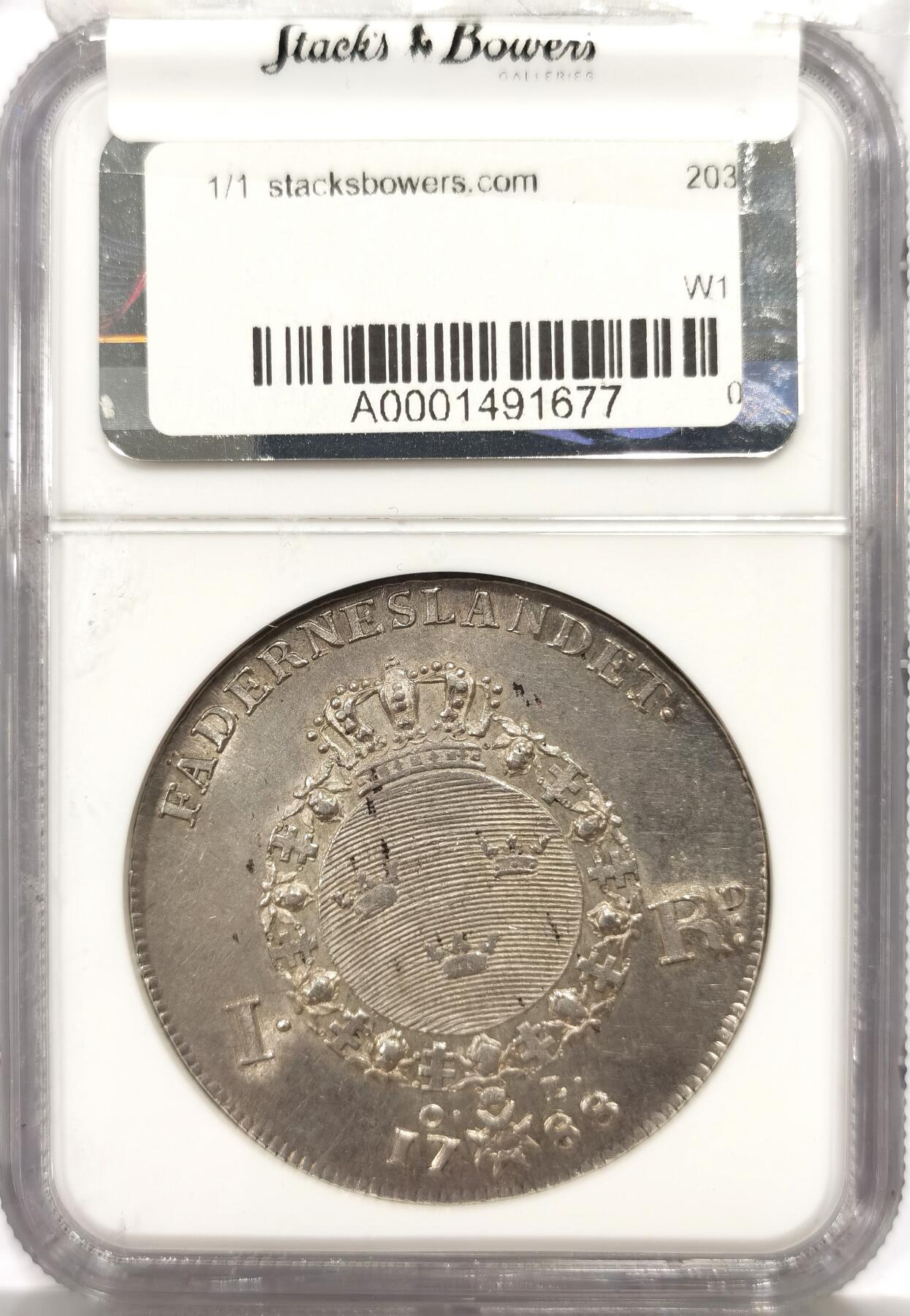 博洋堂“物美丰成”11月精品专场暨第145期（全场包邮） NGC MS61 瑞典1788年古斯塔夫三世1RD大银币，银光莹润，完美状态，仅有1枚更高分！