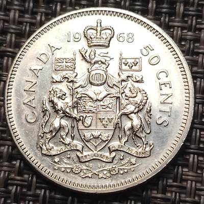布加迪🐬～世界钱币(上海)🌾第 258 期 /  各国套币和散币 - 加拿大🇨🇦 1968年 50分 早期年份