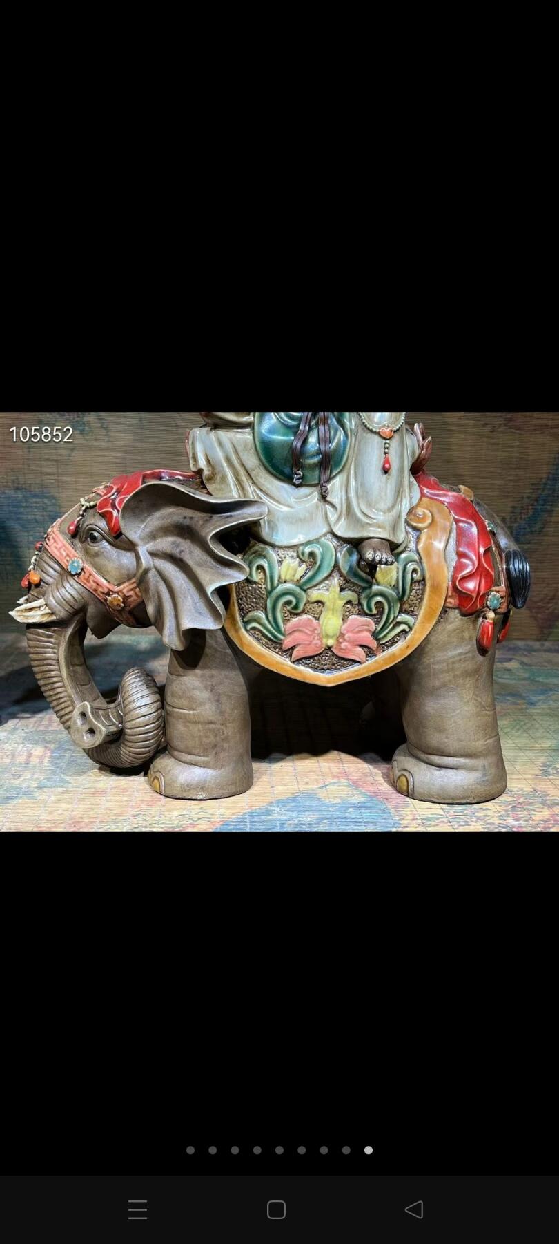 紫砂挂釉文殊菩萨，普贤菩萨，工艺精湛，造型微妙微翘，保存非常完整！