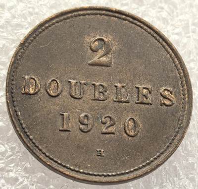  外国优质老铜币银币，周六九点倒数截拍，满百包邮，可寄存半年，喜欢朋友微信扫描二维码可直接参拍 - 极美品带光根西1920年2道布