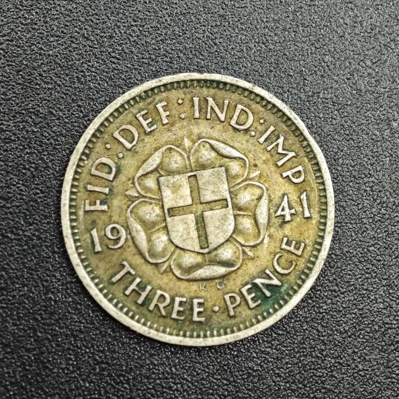 【淘币小摊】实时拍第七百九十拍   散币场   满百包邮可预留二周 每周一统一发货   英国1941年乔治六世3便士银币