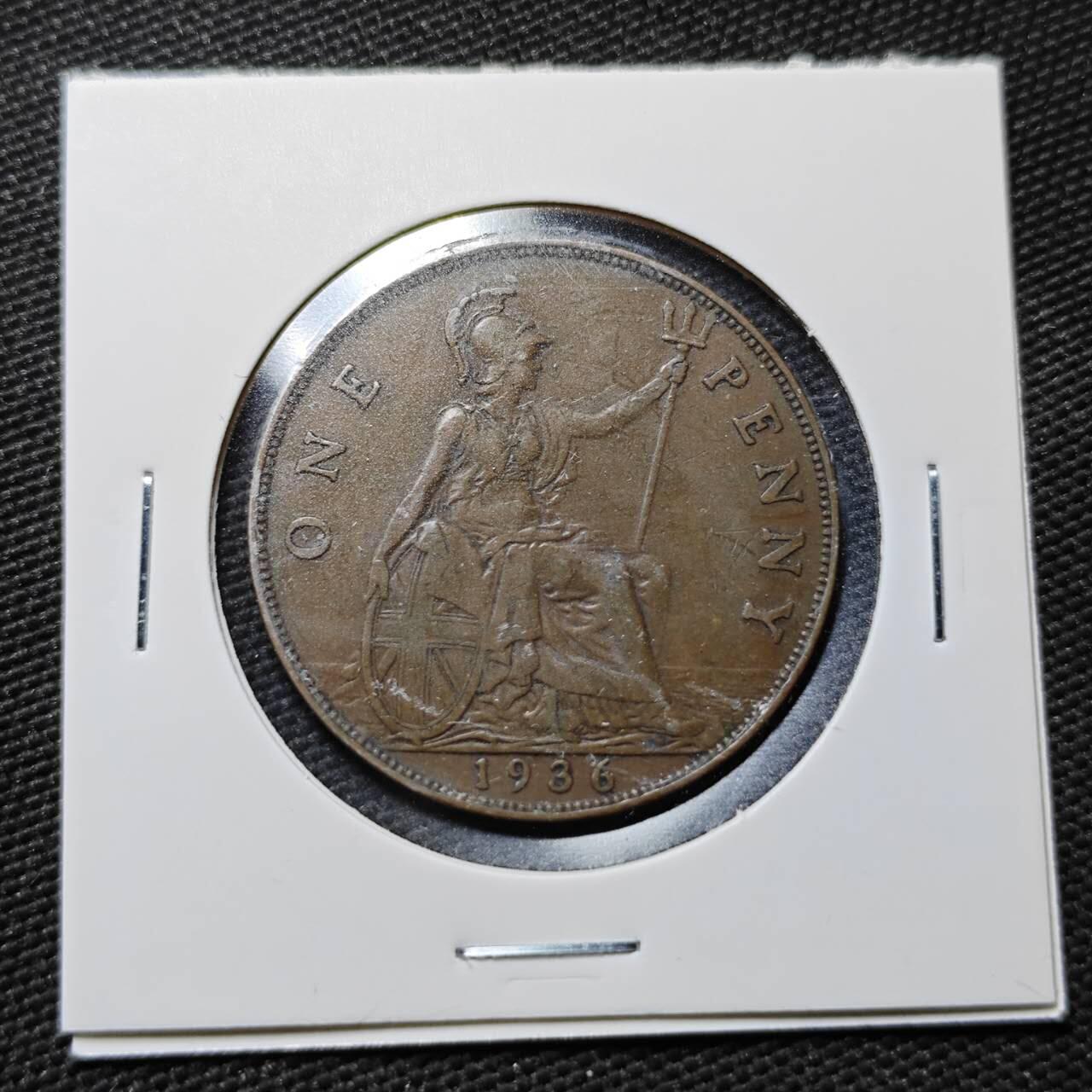 KK钱币收藏小铺  第365场  2月预留时间 周末发货  1936英国1便士铜币