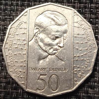 布加迪🐬～世界钱币(上海)🌾第 258 期 /  各国套币和散币 - 澳大利亚🇦🇺 1995年 50分多边形币 二战结束50周年纪念币