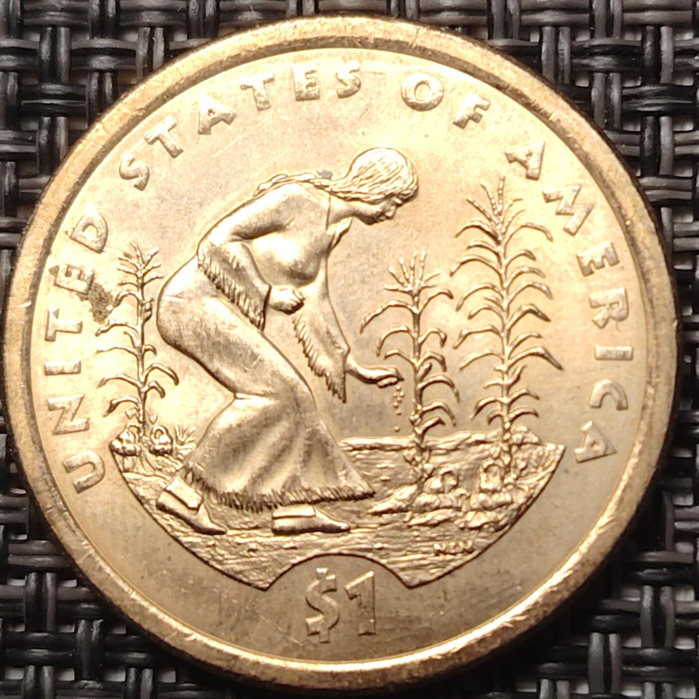 布加迪🐬～世界钱币(上海)🌾第 258 期 /  各国套币和散币 美国🇺🇸 2009年 1元 萨卡加维系列纪念币 植树节 27mm