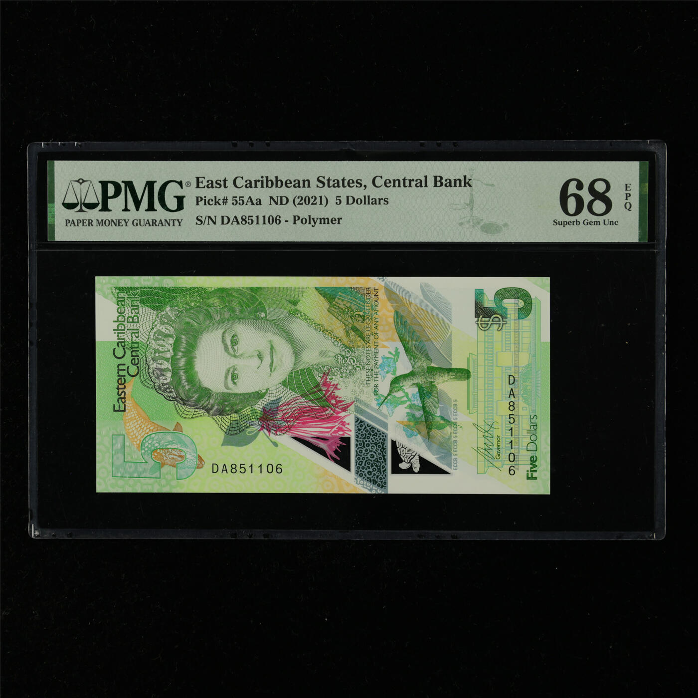 【亘邦集藏】第216期拍卖 2021年 东加勒比海5元 PMG 68EPQ DA851106