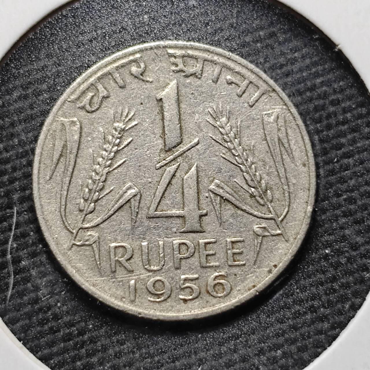 KK钱币收藏小铺  第365场  2月预留时间 周末发货  1956印度1/4卢比镍币