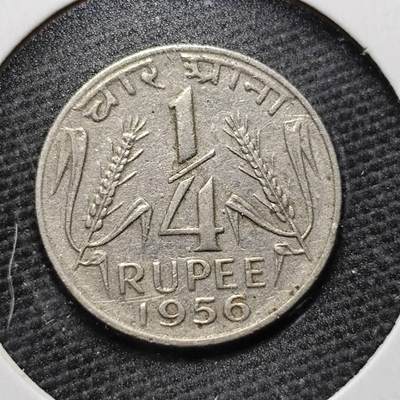 KK钱币收藏小铺  第365场  2月预留时间 周末发货 -  1956印度1/4卢比镍币