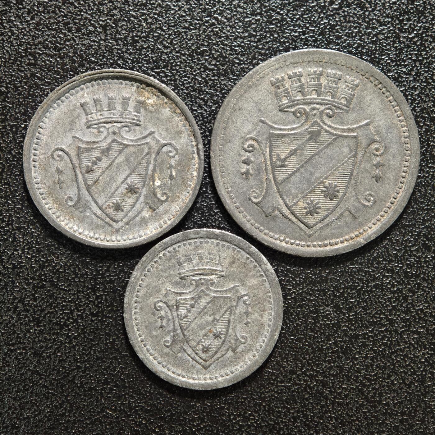 【德藏】世界币章拍卖第152期（拍品征集中~欢迎藏友联系） 3枚一组 德国德紧时期铁币 铁币保存不易