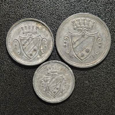 【德藏】世界币章拍卖第152期（拍品征集中~欢迎藏友联系） - 3枚一组 德国德紧时期铁币 铁币保存不易