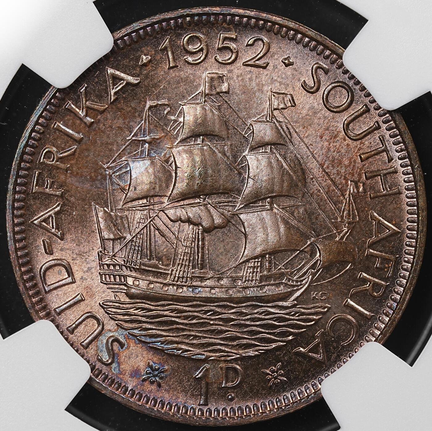 修遠堂世界钱币第九十二期 NGC PF63RB 1952年南非1便士精制铜币