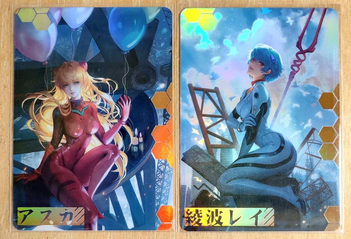 龙虎卡牌第六二场 百里霸场 （无佣金，周六结拍，欢迎送拍） 彩闪2张 EVA卡牌 绫波丽+明日香