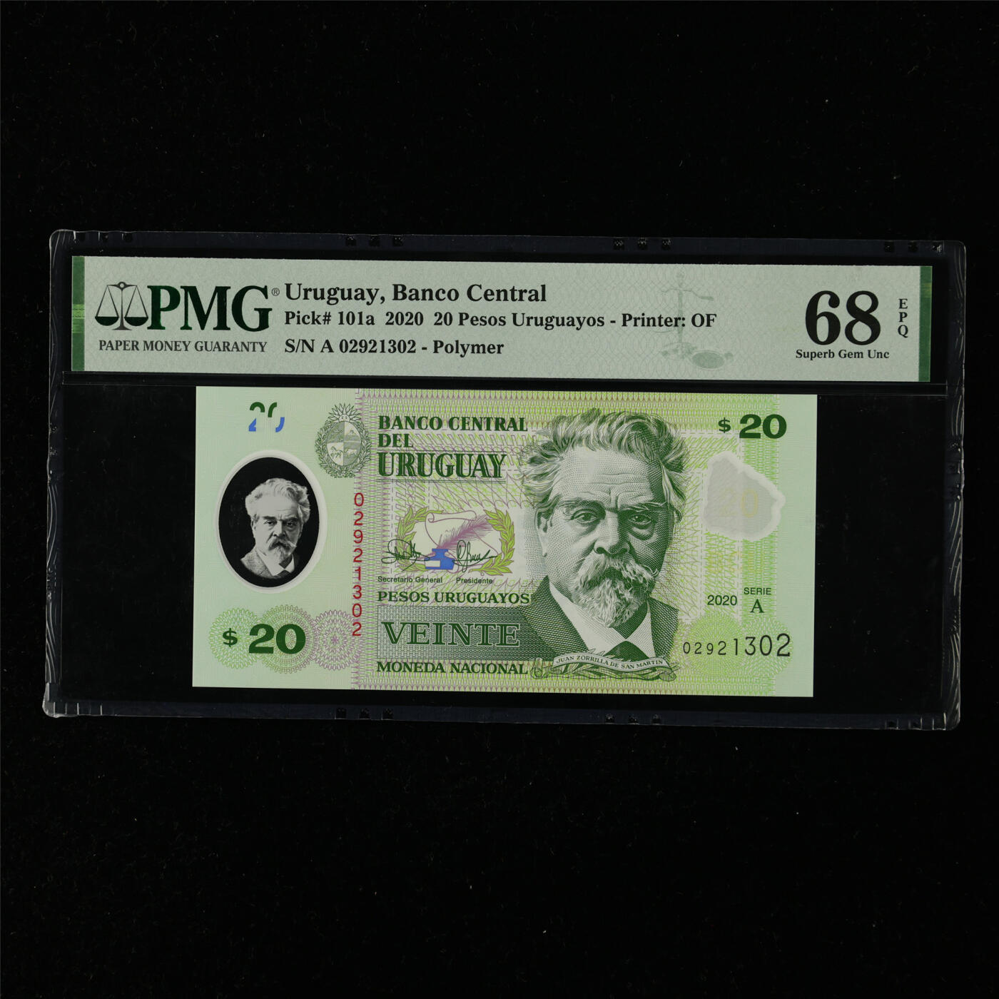 【亘邦集藏】第216期拍卖 2020年 乌拉圭20比索 PMG 68EPQ A 02921302
