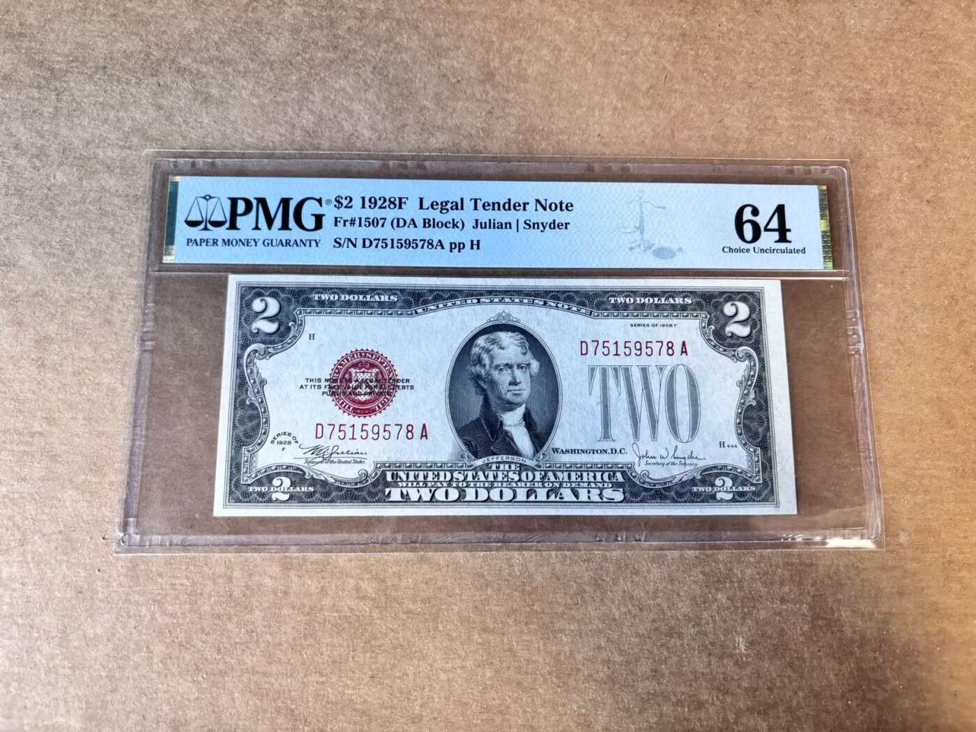 【Blue Auction】世界纸币精拍第747期——18级TOP拍卖/信誉/品质/专业/高效💫 美国 1928F 2美金 PMG64