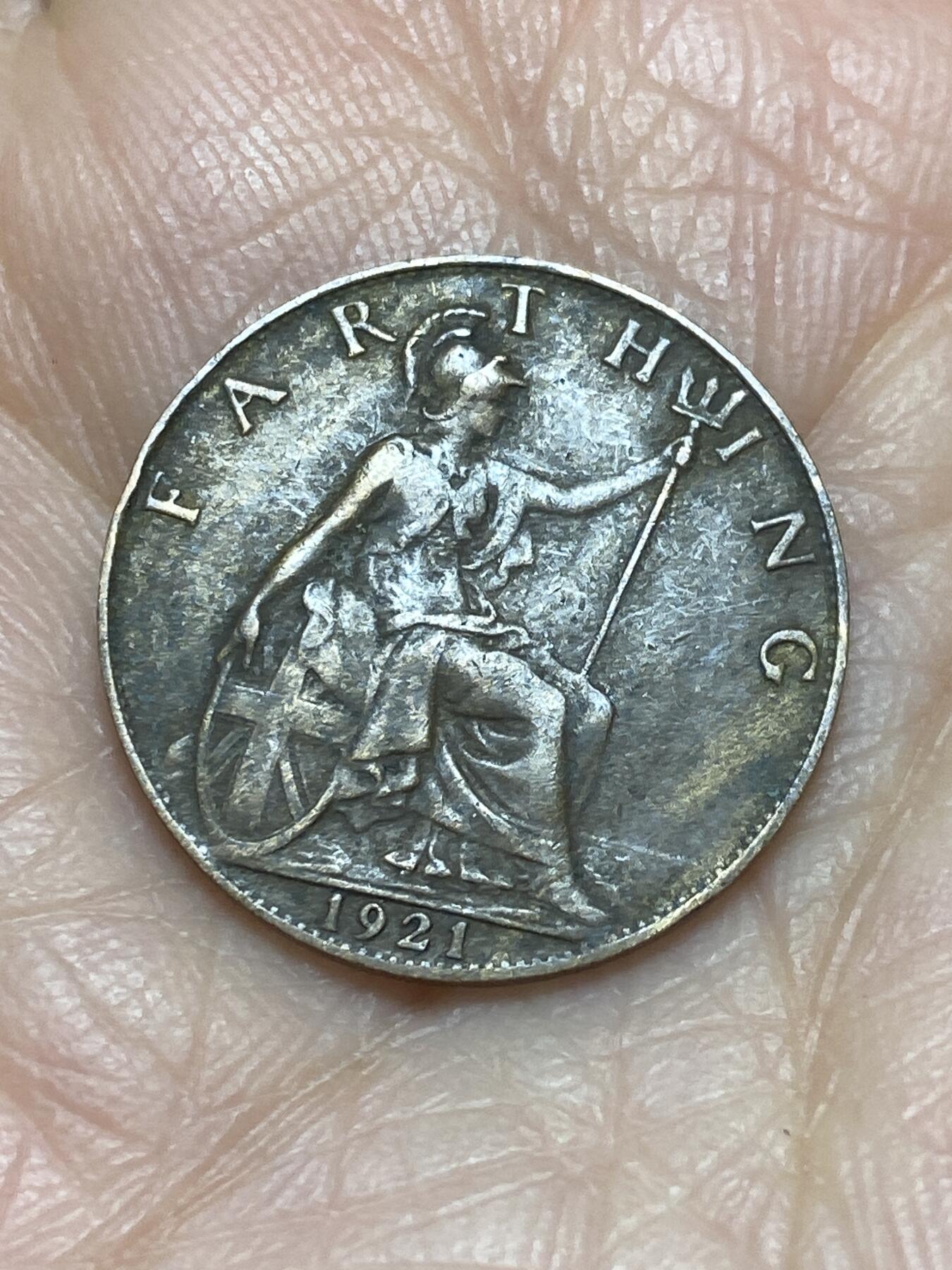 2025年第一百二十四场(总第一百五十场）外国好品散币(免佣金) 英国🇬🇧1921年1法新(乔治五世第二版)