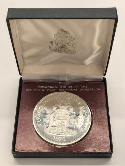 博洋堂“物美丰成”11月精品专场暨第145期（全场包邮） - 1975年巴哈马独立日10美元大银币，∮50，50g，原盒