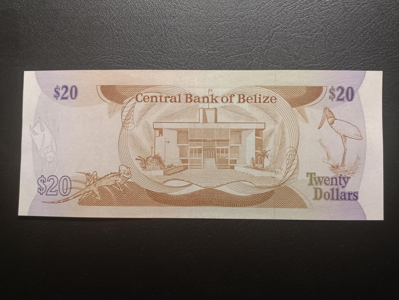 2025十一月第二期，总第200期 伯利兹1987版20元AUNC，珍珠冠女王和中央银行外景，少见中高面值