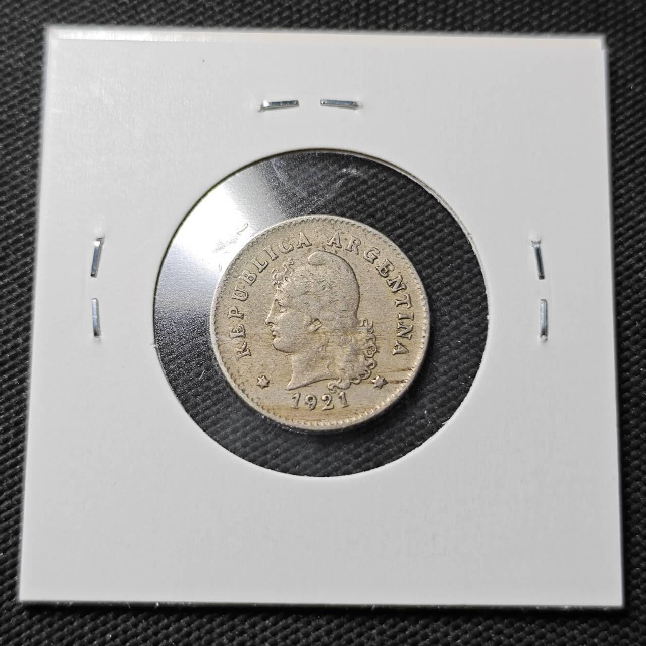 KK钱币收藏小铺  第365场  2月预留时间 周末发货  1921阿根廷10分镍币