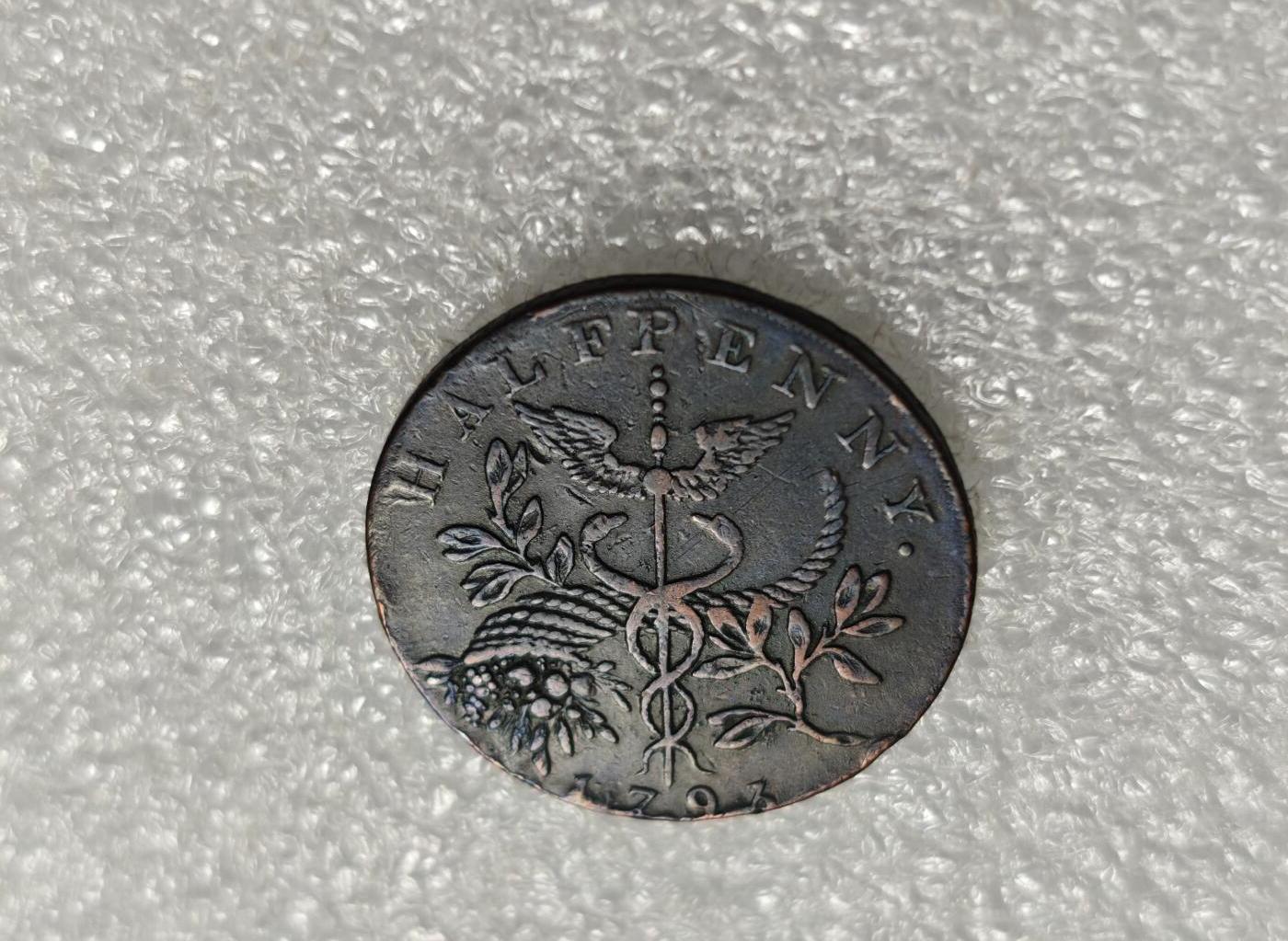 瓶子🏺第215期拍卖会  英国1796年牛顿爵士半便士铜质代币