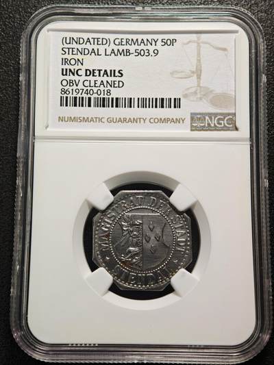 【德藏】世界币章拍卖第152期（拍品征集中~欢迎藏友联系） - 德国紧急时期斯滕达尔50芬尼铁币  保存不易 状态极佳 NGC UNC