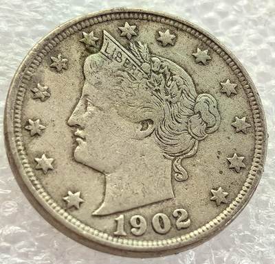  外国优质老铜币银币，周六九点倒数截拍，满百包邮，可寄存半年，喜欢朋友微信扫描二维码可直接参拍 - 少见美国自由女神1902年5分