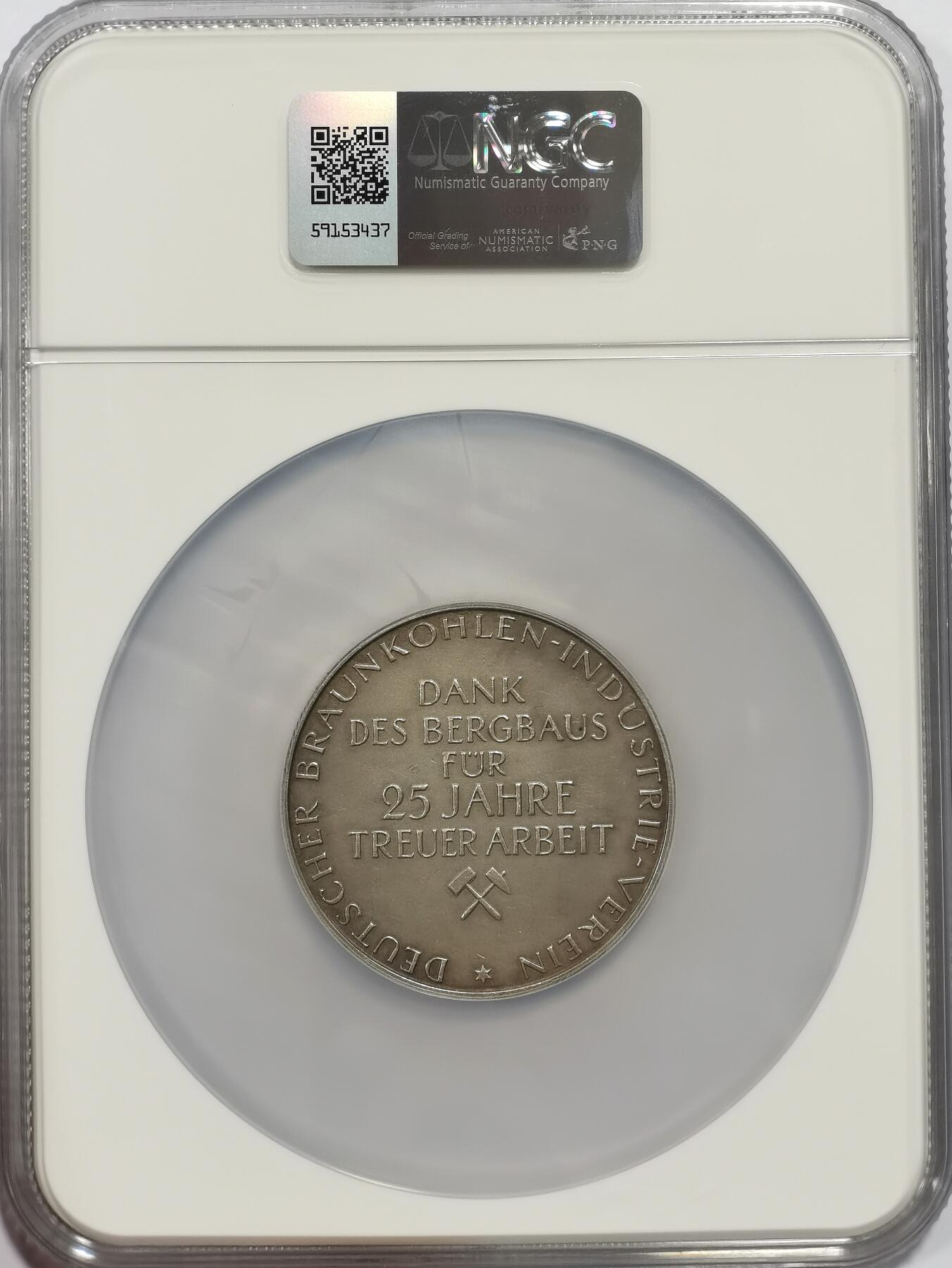 博洋堂“物美丰成”11月精品专场暨第145期（全场包邮） NGC MS63 德国工业服务25周年纪念巨大银章，跨越并带入第三帝国前期的实物历史见证！