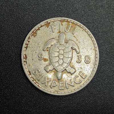 【淘币小摊】实时拍第七百九十拍   散币场   满百包邮可预留二周 每周一统一发货   - 斐济1938年乔治六世6便士银币