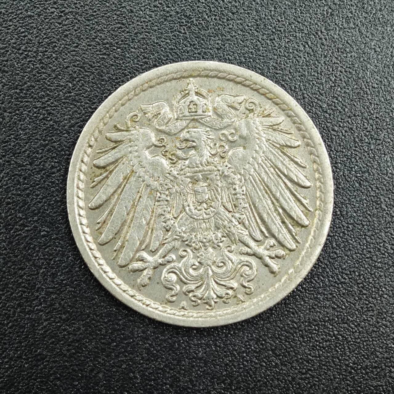 【淘币小摊】实时拍第七百九十拍   散币场   满百包邮可预留二周 每周一统一发货   德国1908年5芬妮镍币