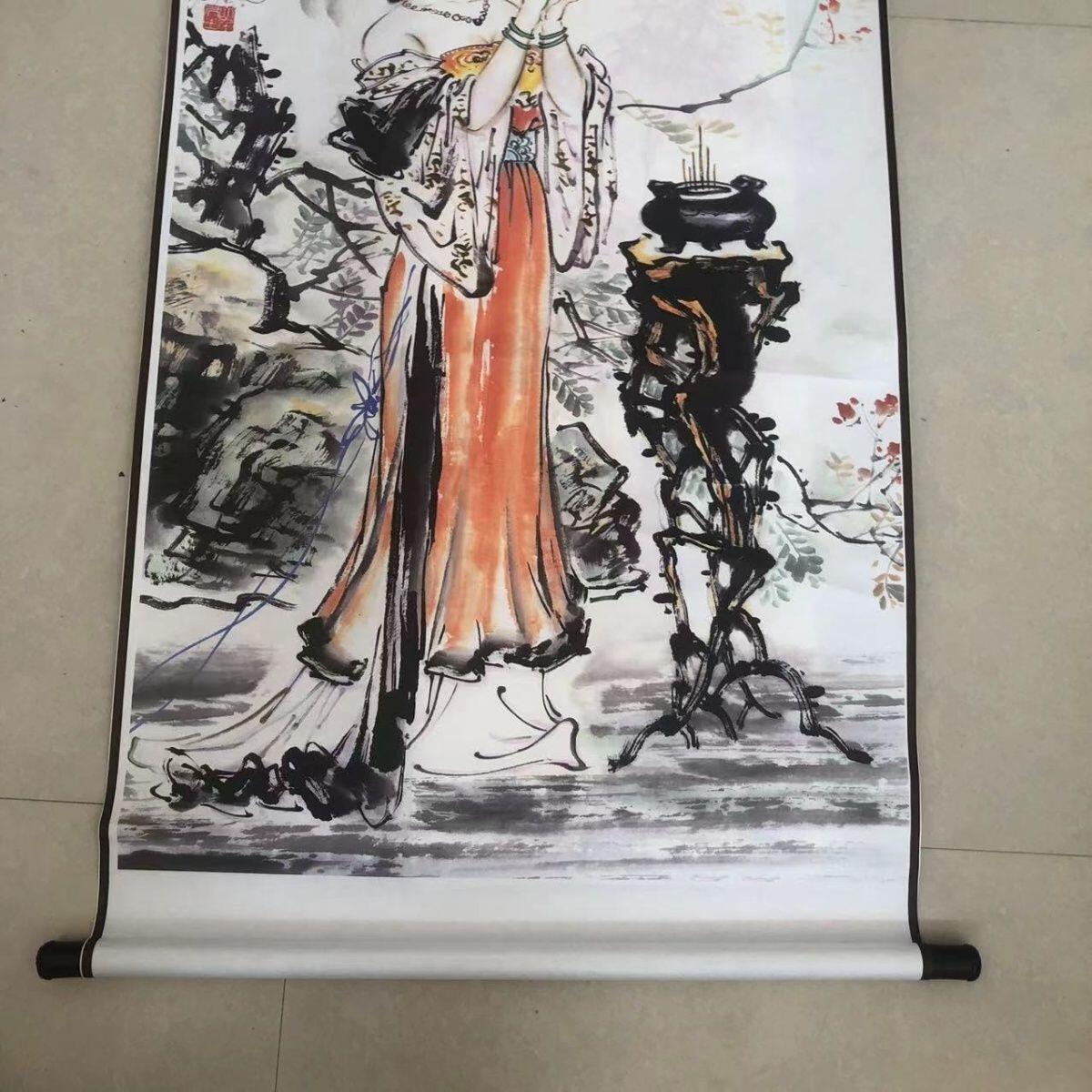 听雨轩（19）仿古装饰画专场  张大千人物画 四大美女之貂蝉拜月 （仿古装饰画）