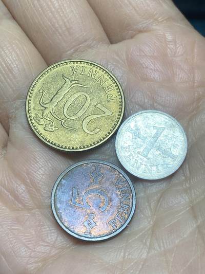 2025年第一百二十四场(总第一百五十场）外国好品散币(免佣金) - 芬兰🇫🇮3枚：1975年1盆尼，5盆尼20盆尼